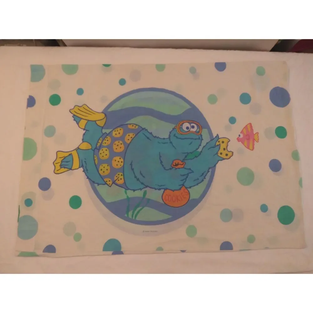 Vintage Pillow Case Elmo Cookie Monster Sesame Street USA